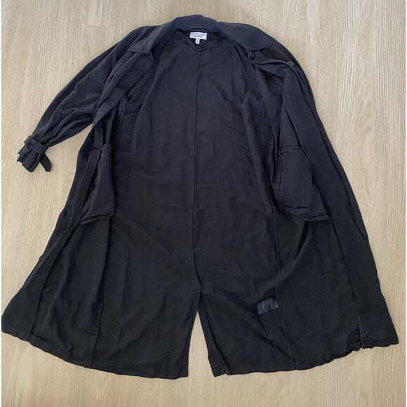 & Other Stories Women Black Trench Coat Sz 0 Linen Blend Lightweight Old Money - Picture 5 of 16